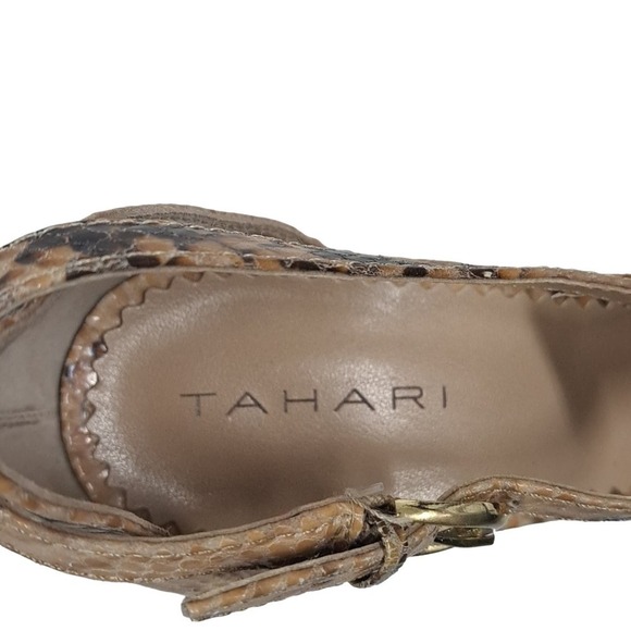 Tahari Giselle Peep Toe Heeled Sandals animal Snake print size 7 - Picture 5 of 9